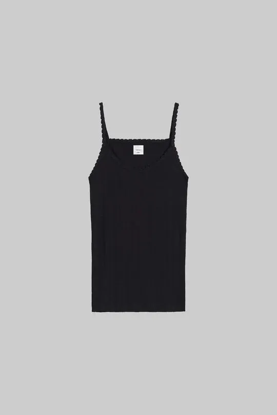 Pointelle Tank - Black
