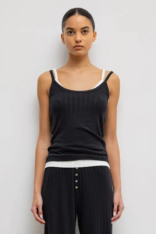 Pointelle Tank - Black