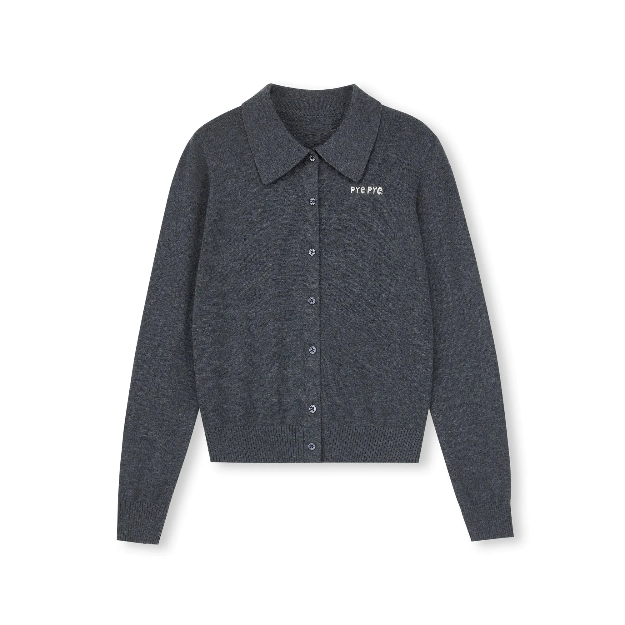 Polo Collar Wool Cardigan