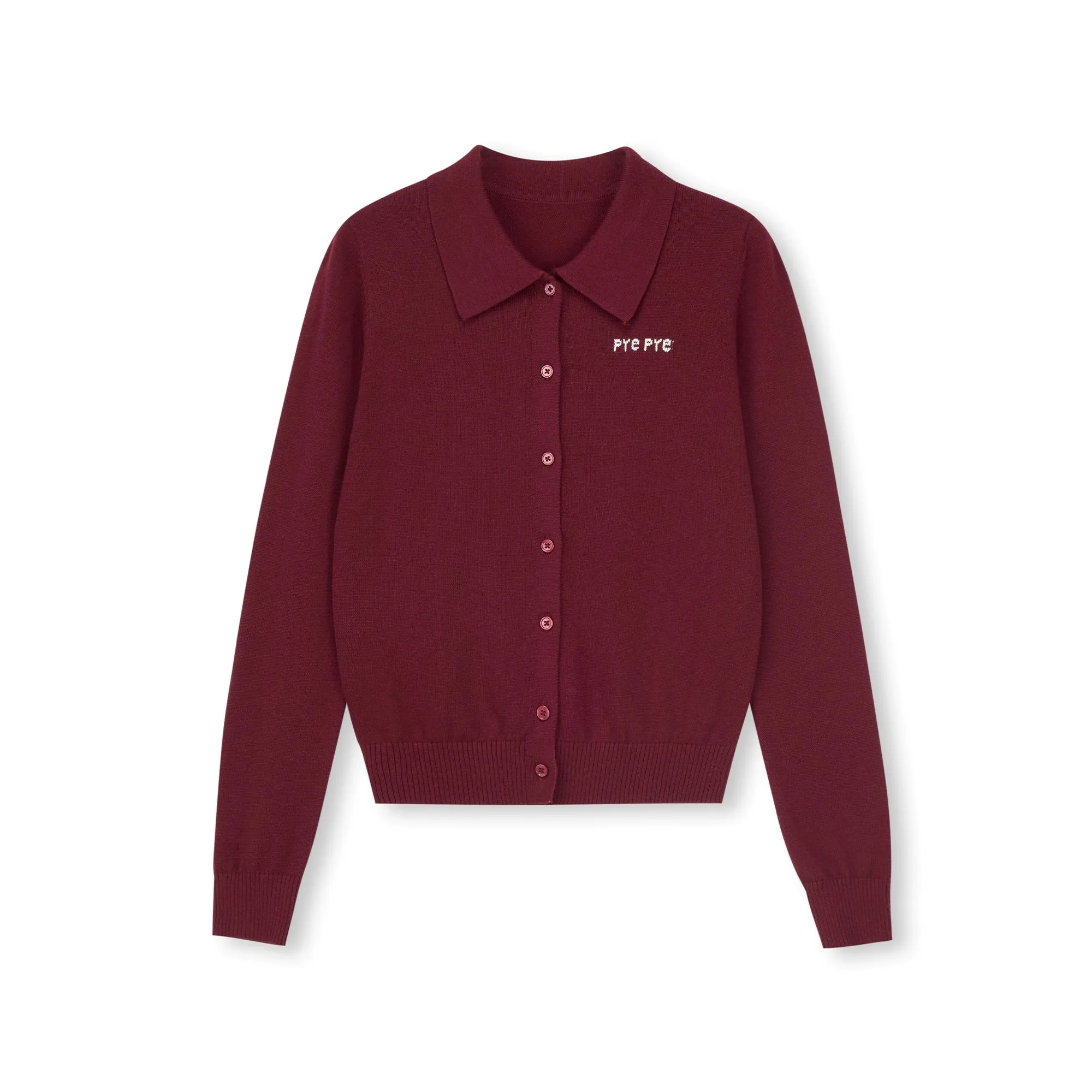 Polo Collar Wool Cardigan