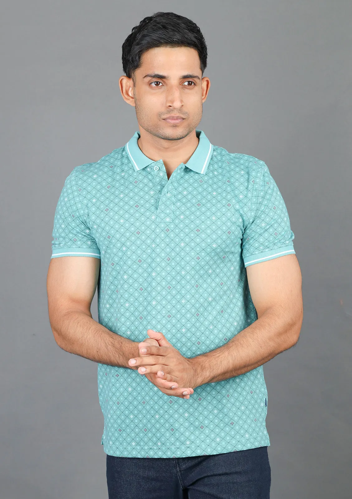 Polo Fusion Printed-Green Lake