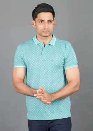 Polo Fusion Printed-Green Lake