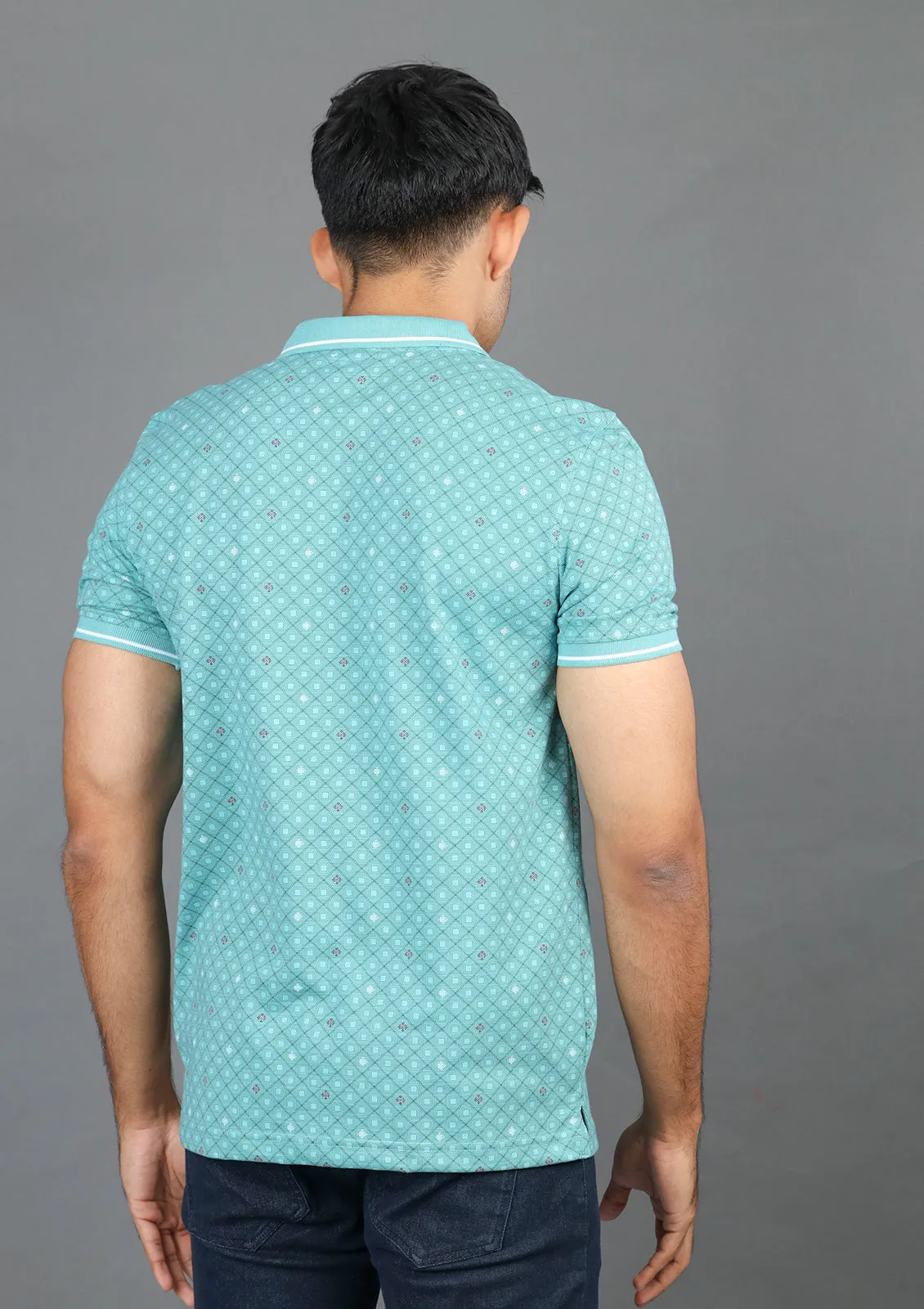 Polo Fusion Printed-Green Lake
