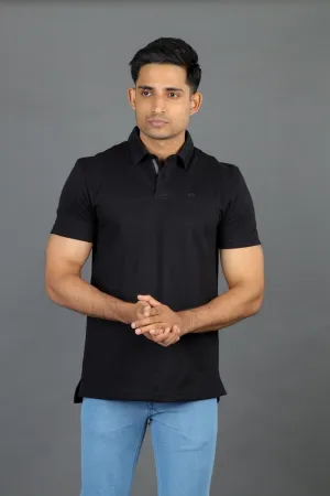Polo Pique Solid Slim Fit-Pirate Black