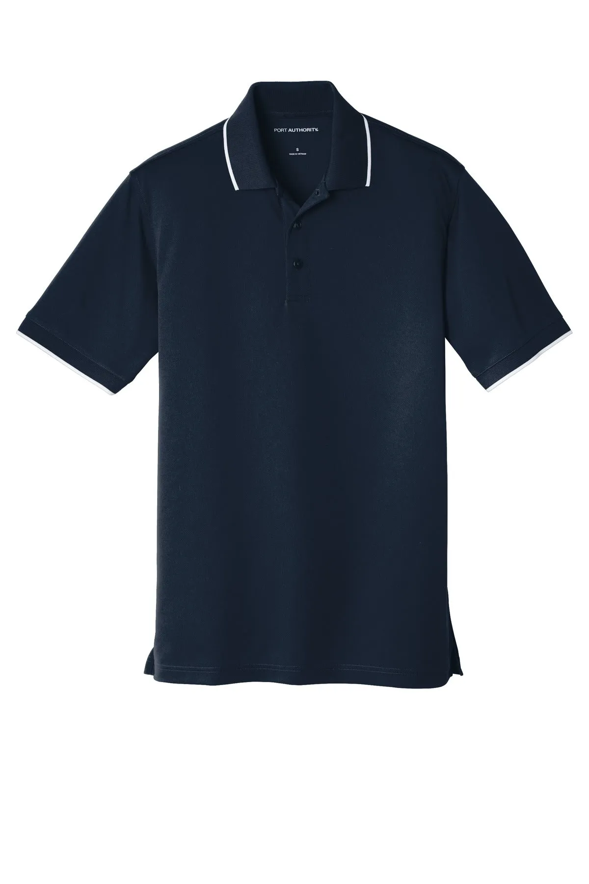 Port Authority Dry Zone UV Micro-Mesh Tipped Polo. K111 River Blue Navy/ White