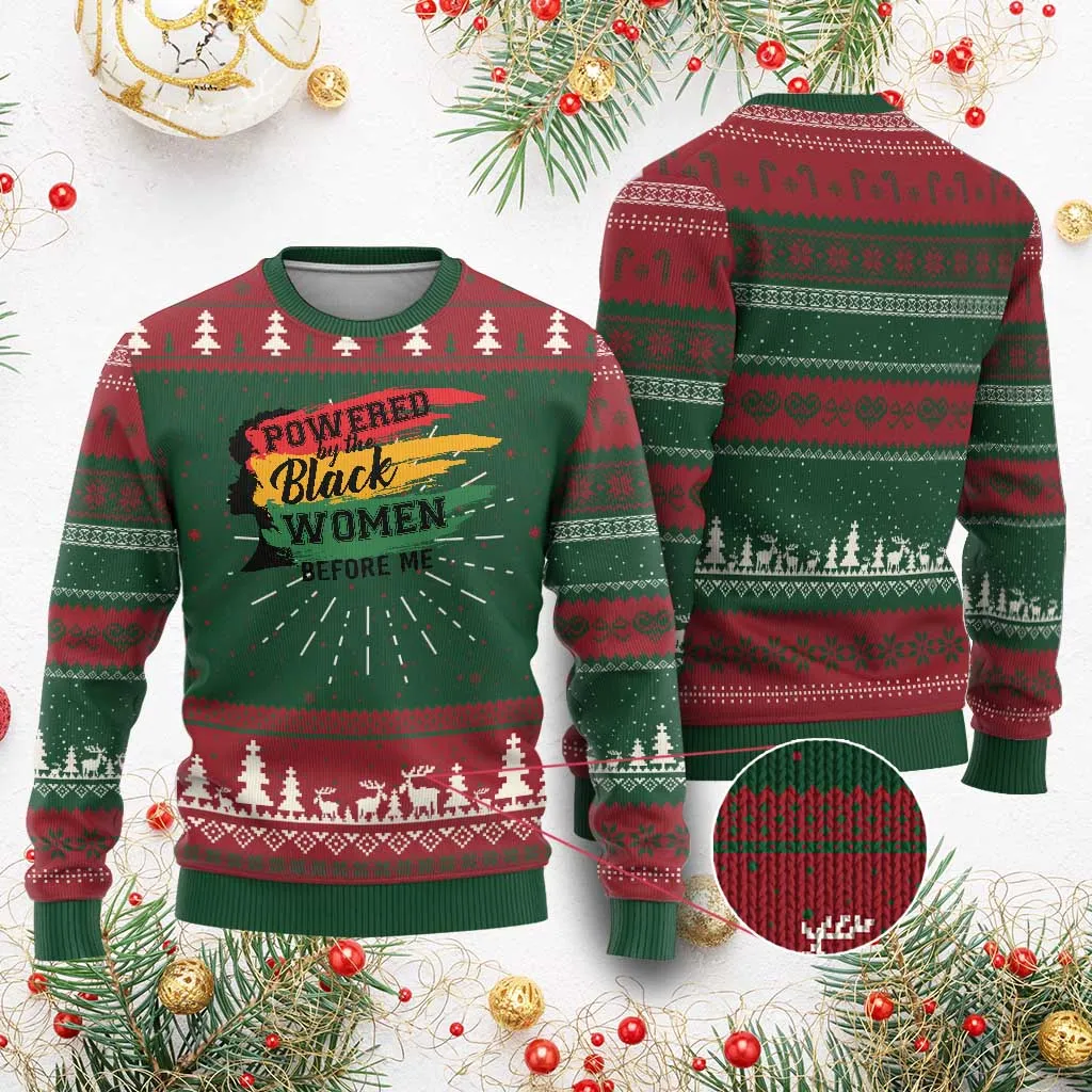 Powered By The Black Women Before Me Ugly Christmas Sweater TS09