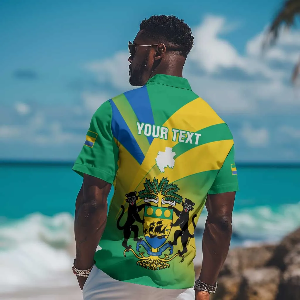Presonalised Gabon Hawaiian Shirt Coat Of Arms With Flag Gradient Style LT14