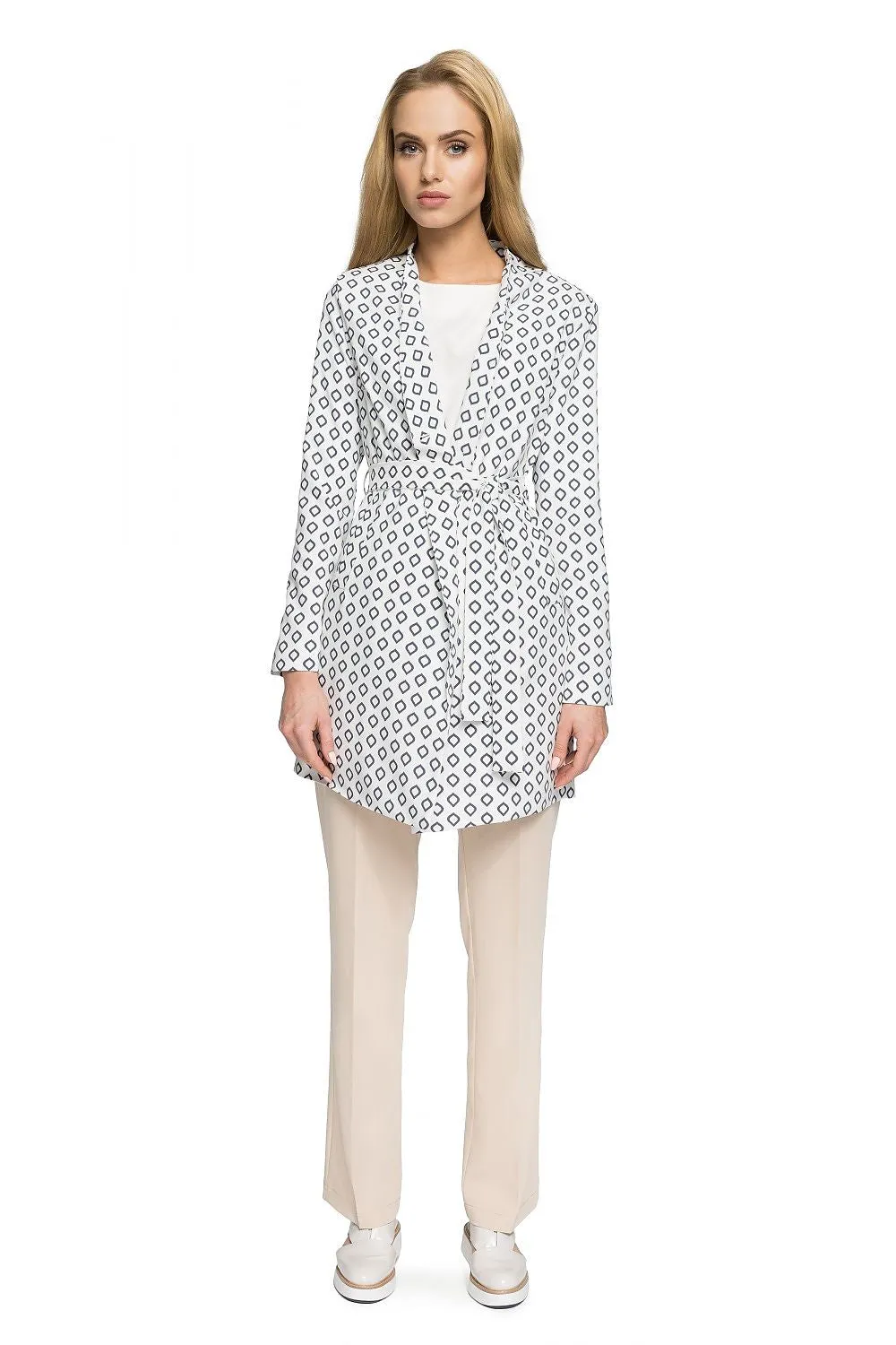 Printed Tailored Belted Coat