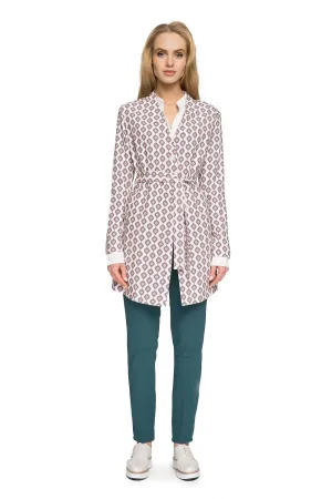 Printed Tailored Belted Coat