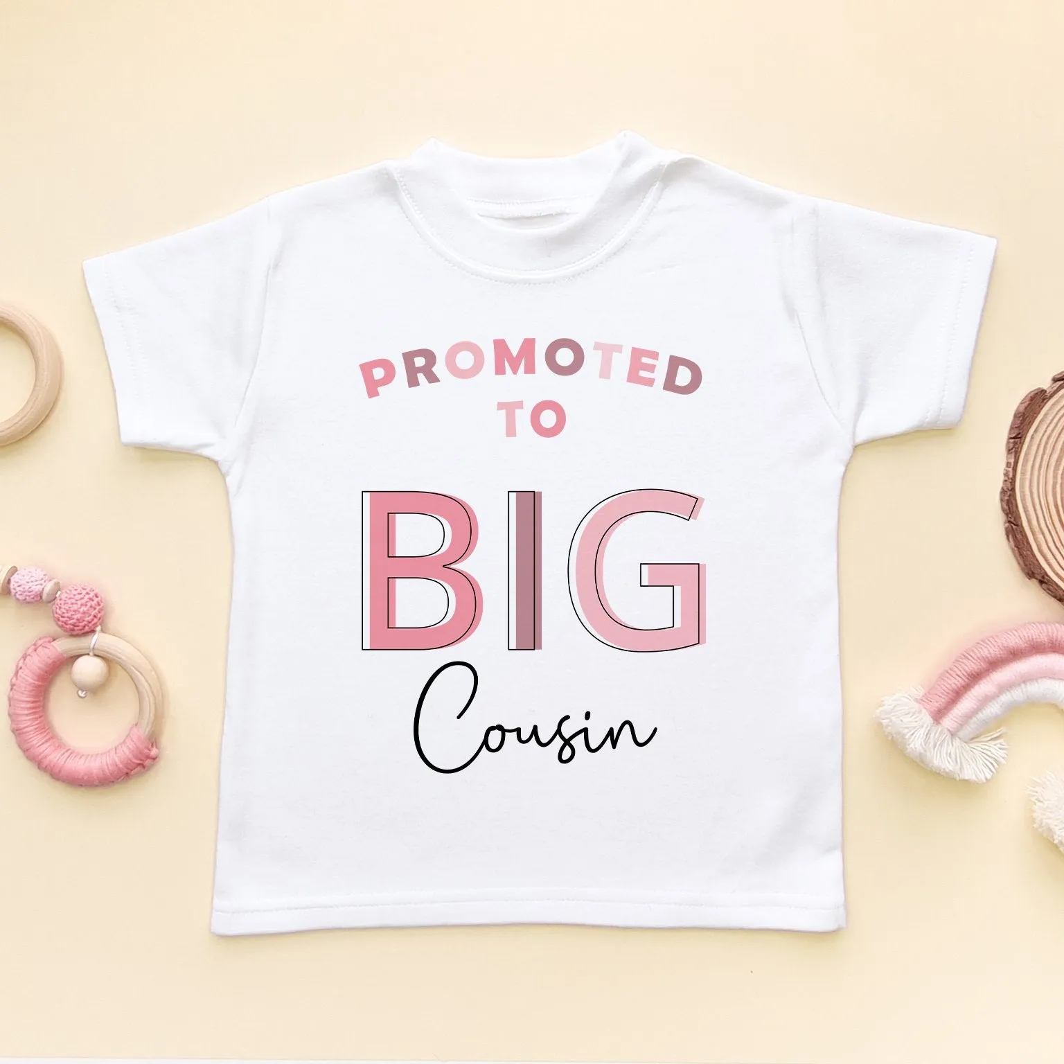 Promoted To Big Cousin Girl Pink Theme Toddler & Kids T Shirt