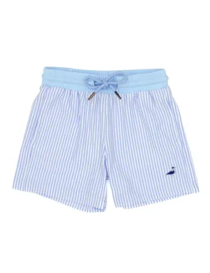 Properly Tied Boys Alex Seersucker Swim Trunk - Blue