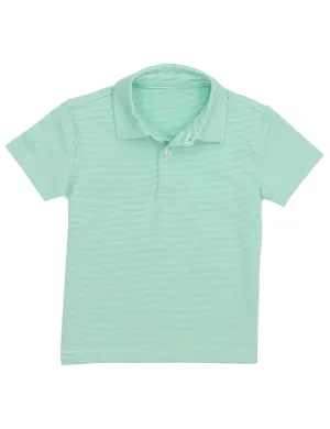 Properly Tied Boys Gulfport Polo - Seafoam Stripe