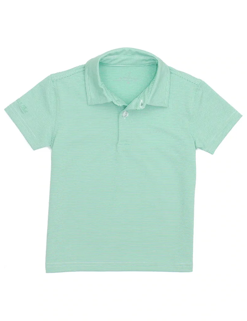 Properly Tied Boys Gulfport Polo - Seafoam Stripe
