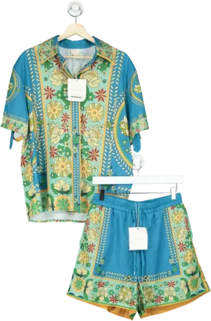 Purple Queen Blue Floral Short Sleeve Shirt and Shorts Co-ord Set TU