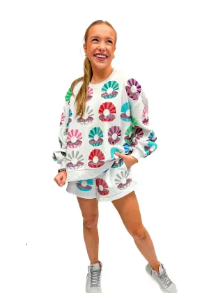 Queen of Sparkles White Clam Shell Multi Shorts