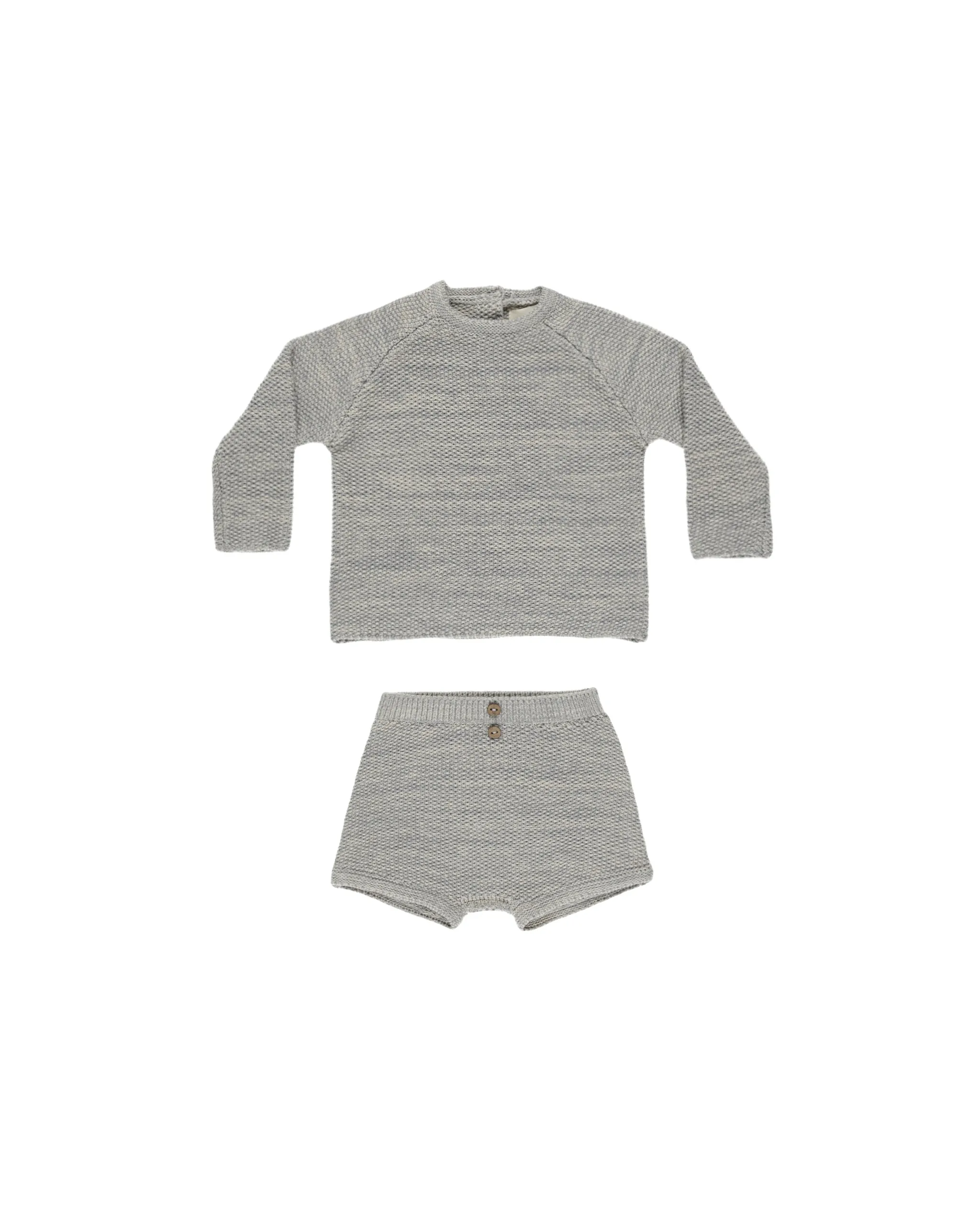 QUINCY MAE SUMMER KNIT SET || HEATHERED BLUE
