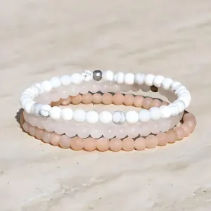 "Joy" Howlite Rose Quartz & Sunstone Bracelet Set