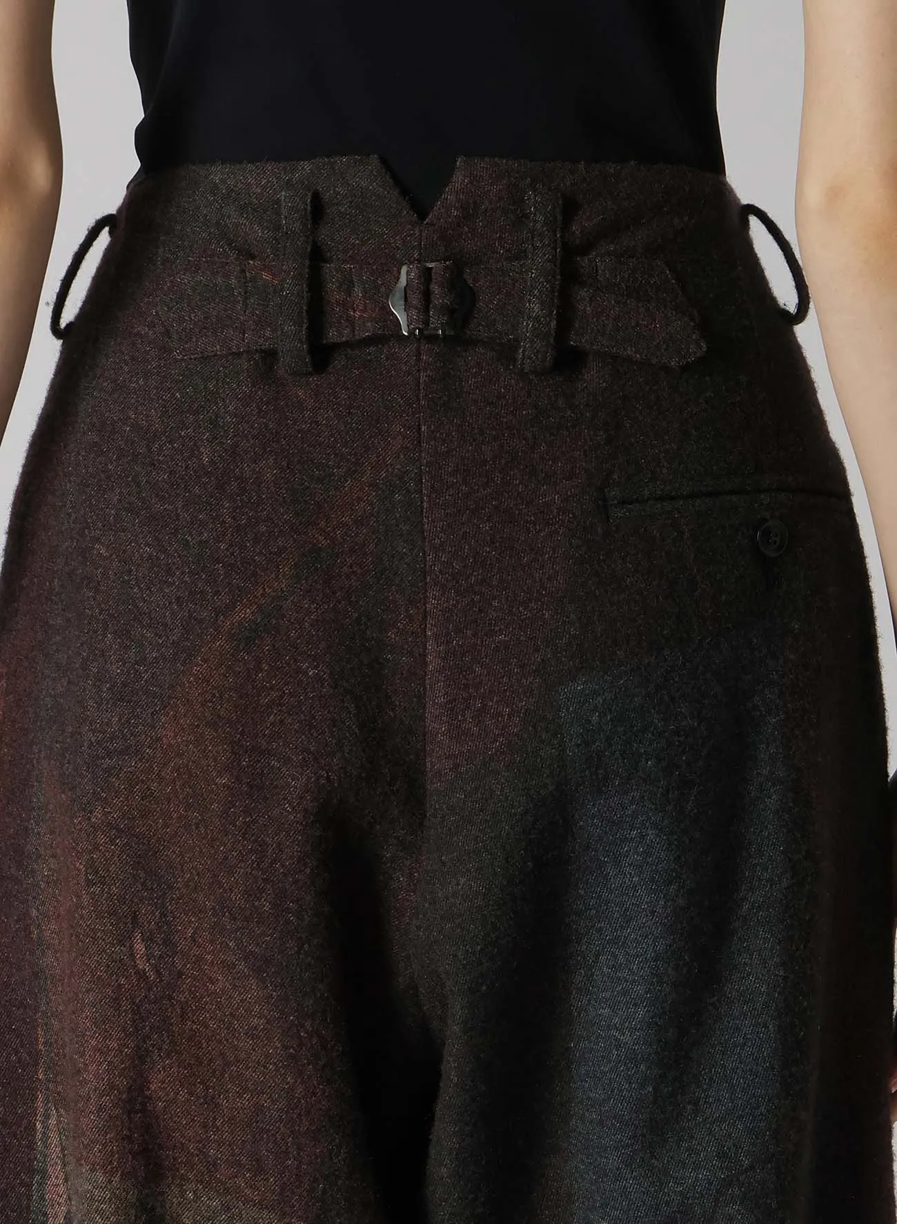 RAISED C/W TWILL PEALED CHECK PT DOUBLE TUCK WIDE PANTS