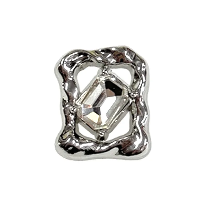 Rectangular Hollow Gemstone Rhinestone Metal Buttons for Sweater Coat Shirt 50 Pack