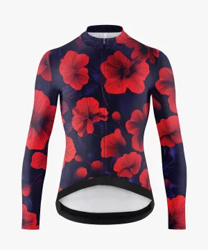 Red Flower Printed Cycling Jerseys for Men Breathable Bike Shirts