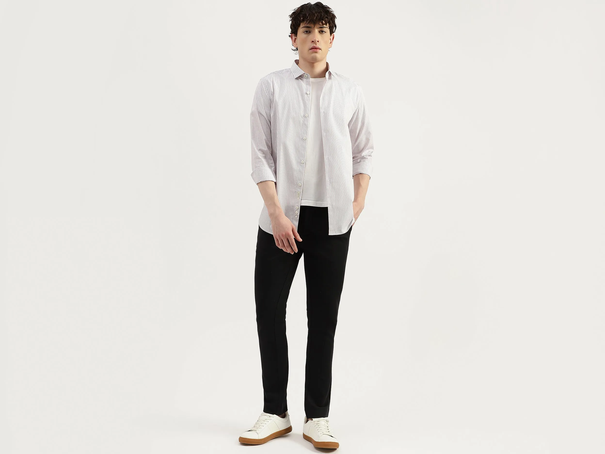 Regular Fit Cut Away Collar Striped Shirts