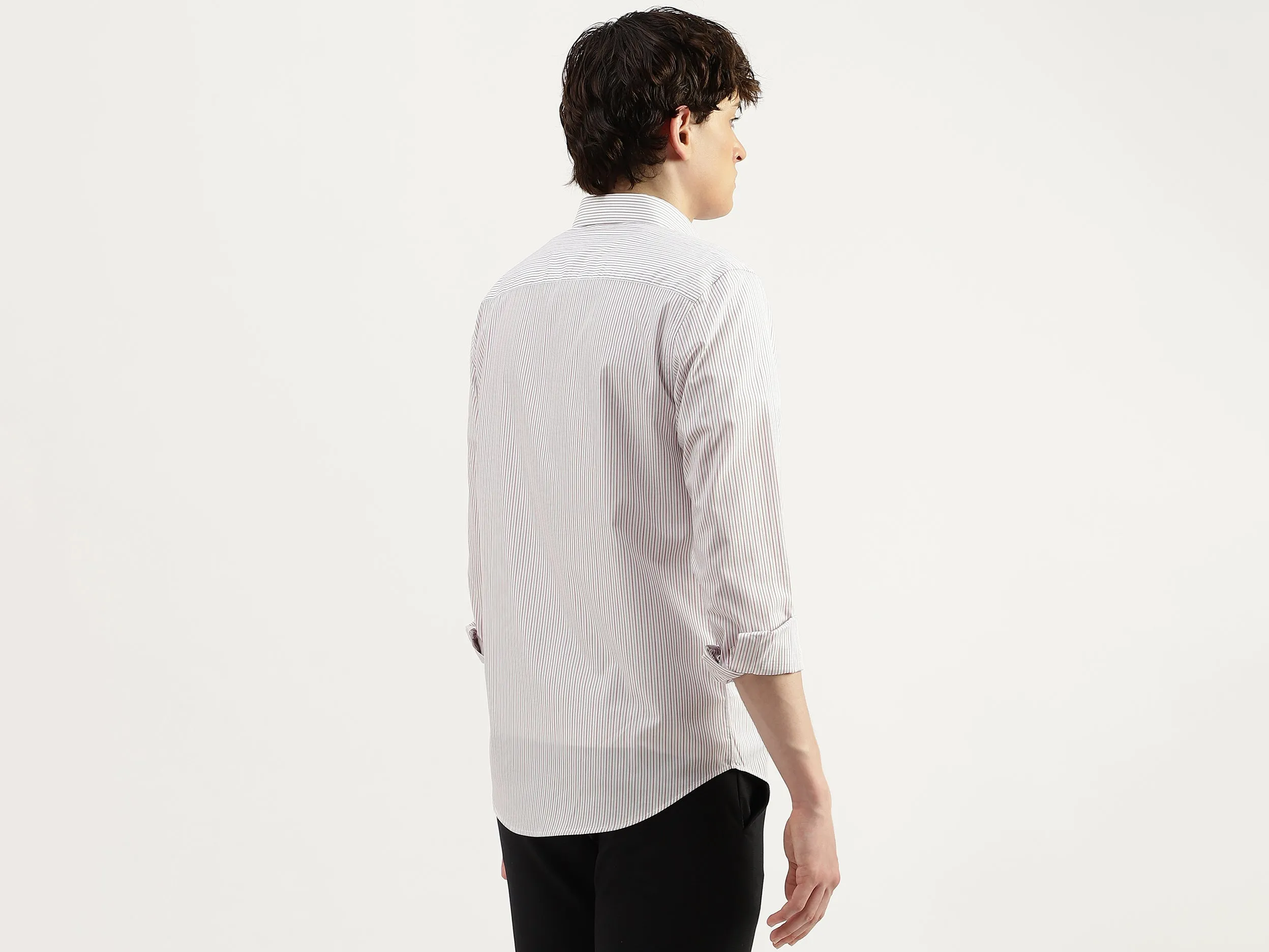 Regular Fit Cut Away Collar Striped Shirts