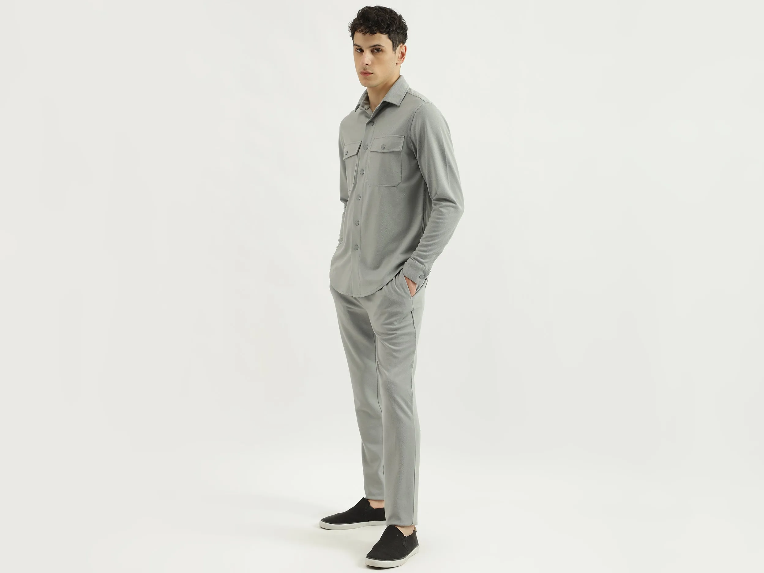 Regular Spread Collar Solid Shirts