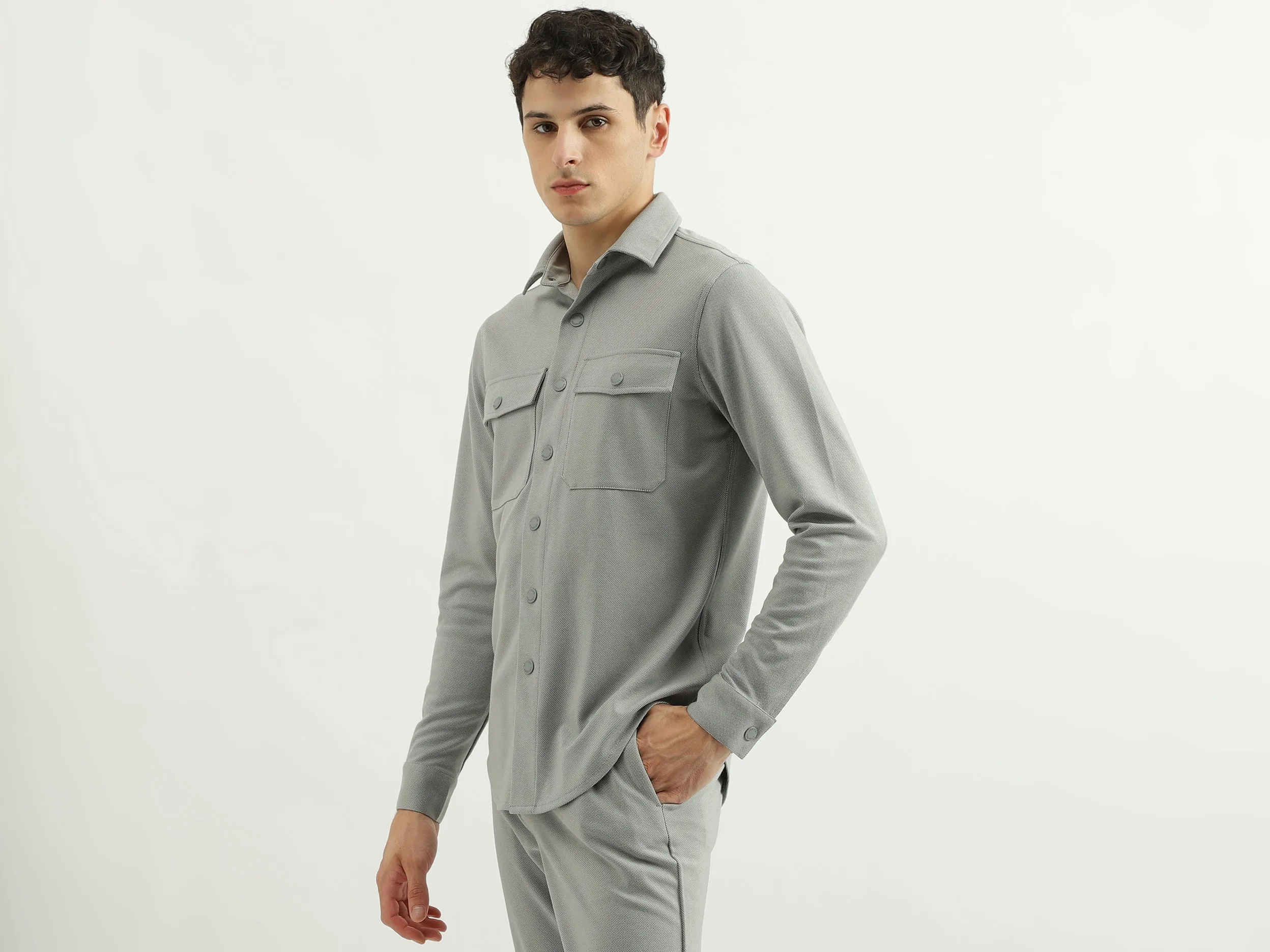Regular Spread Collar Solid Shirts