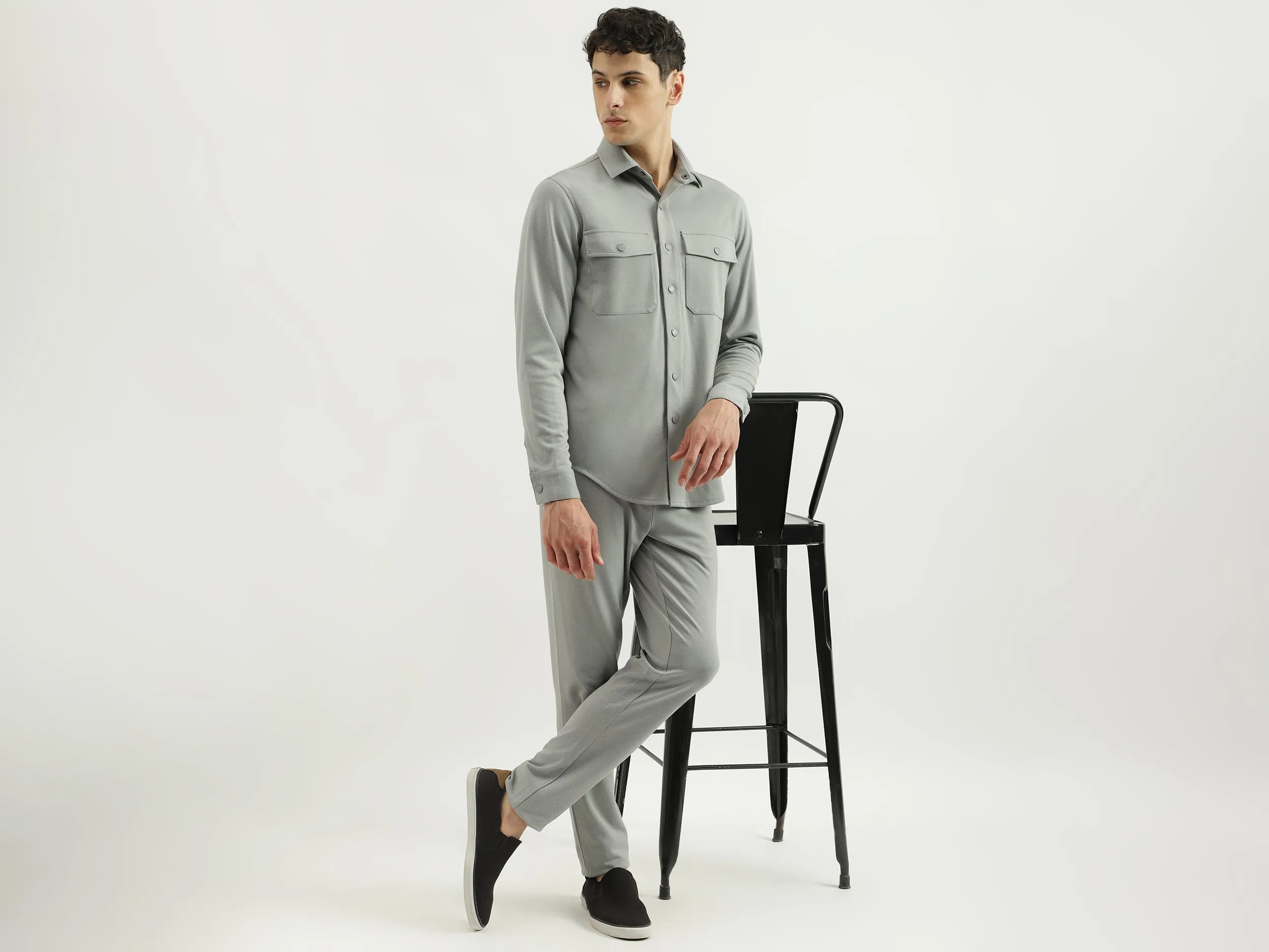 Regular Spread Collar Solid Shirts