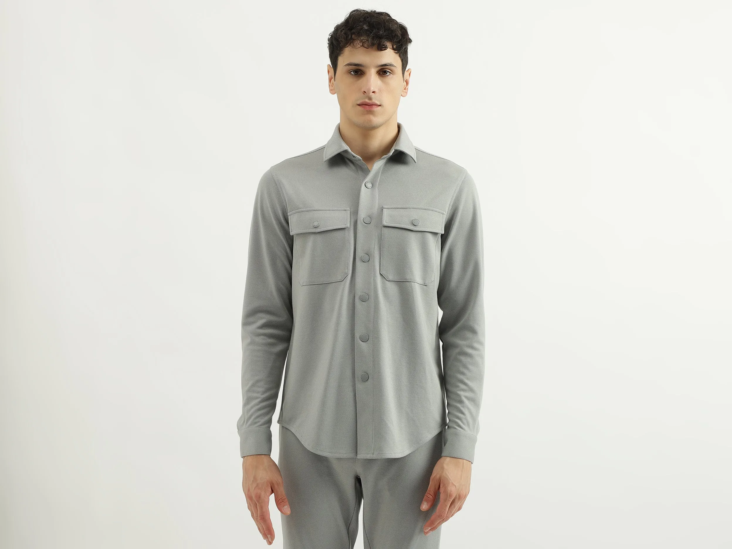 Regular Spread Collar Solid Shirts