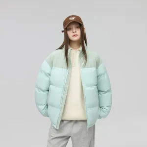 Relaxed-Fit Patchwork Puffer Jacket with Stand-Up Collar
