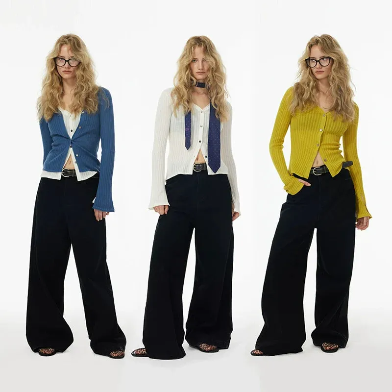 Ribbed V-Neck Cardigan