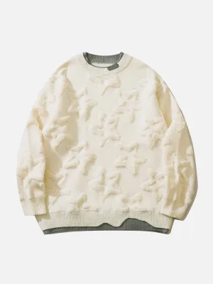 Rimiro - Fake Two 3D Star Graphics Sweater