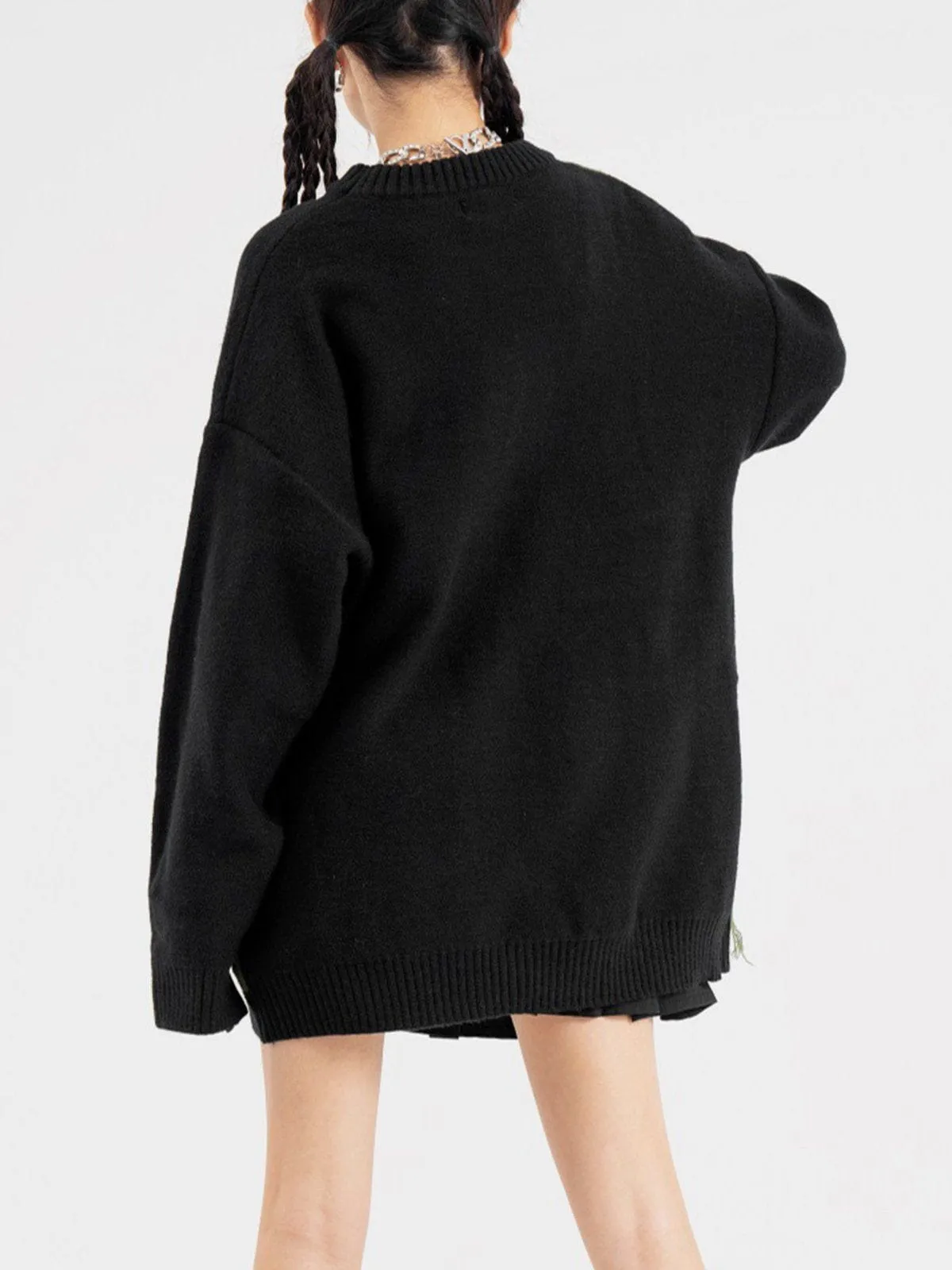 Rimiro - Star Jacquard Fringed Knitted Sweater
