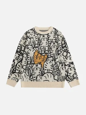 Rimiro - Tiger Pattern Knit Sweater