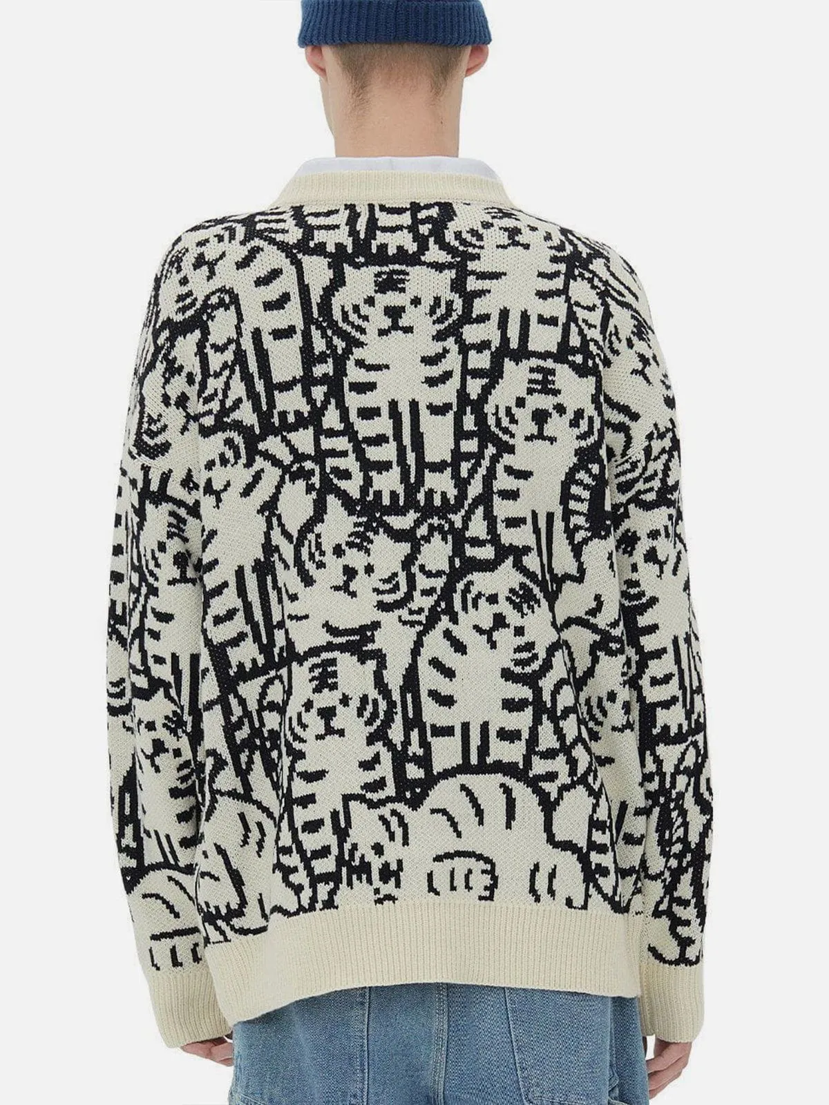 Rimiro - Tiger Pattern Knit Sweater