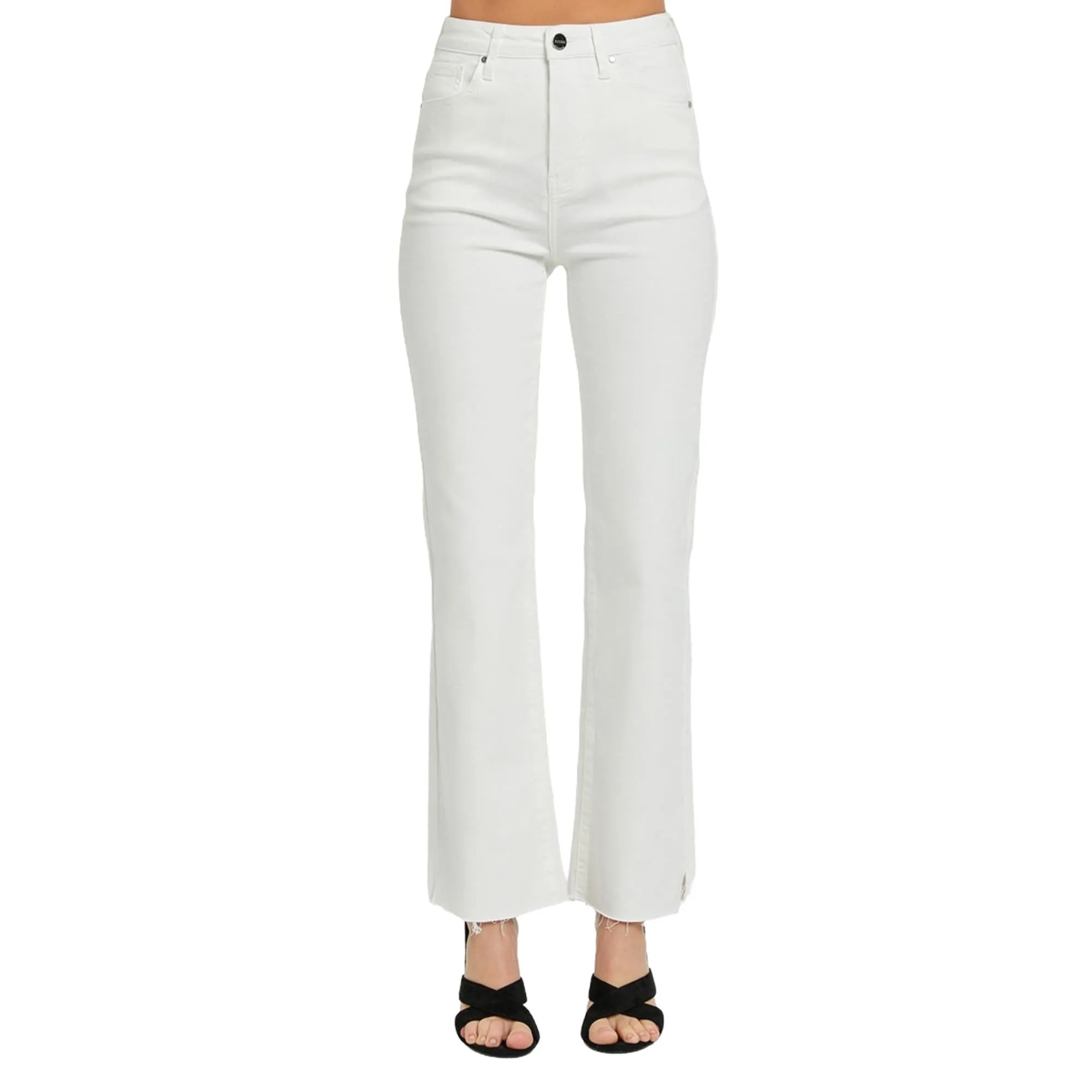 RISEN Plus/Regular Size High Rise Tummy Control Straight Jeans - White