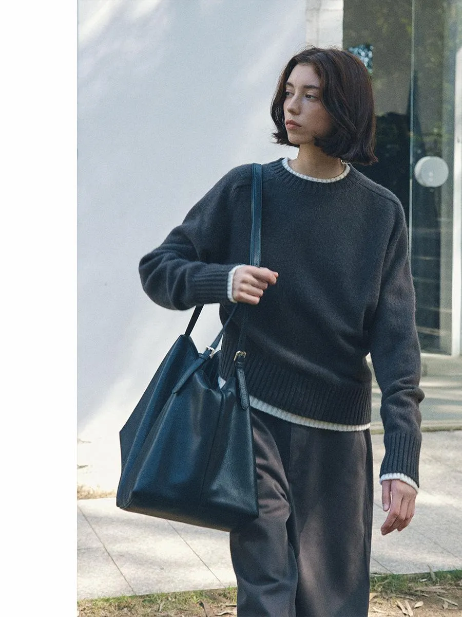 Round Neck Irregular Knitted Sweater