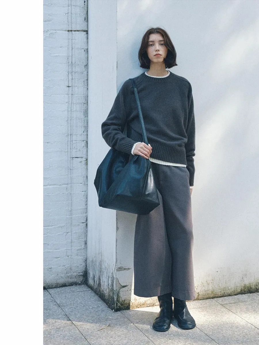 Round Neck Irregular Knitted Sweater