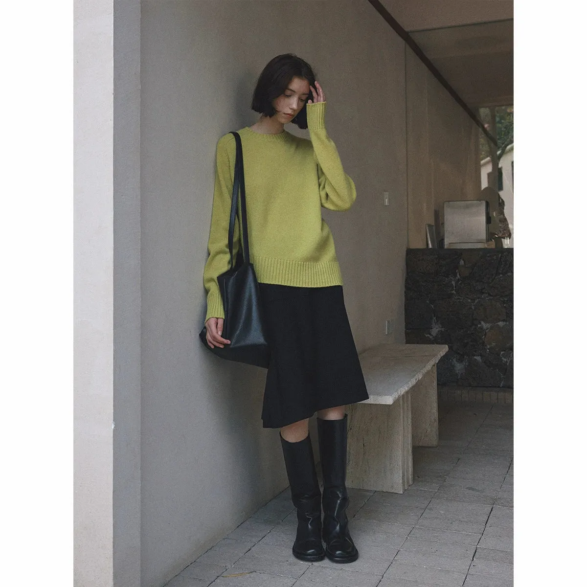 Round Neck Irregular Knitted Sweater