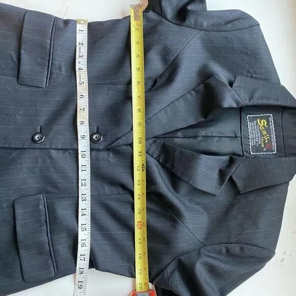 Sam's Tailor Bespoke Ladies Grey Pinstripe Tailored Skirt Suit Business Professi