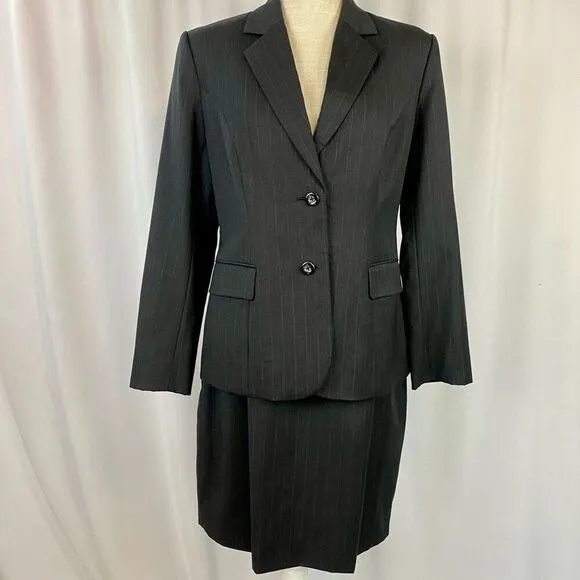 Sam's Tailor Bespoke Ladies Grey Pinstripe Tailored Skirt Suit Business Professi