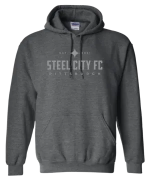SCFC - Dark Heather Grey Hoodie with Grey SCFC Text logo