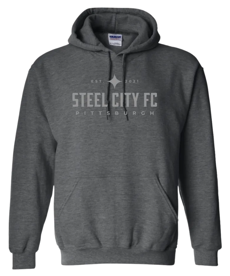 SCFC - Dark Heather Grey Hoodie with Grey SCFC Text logo