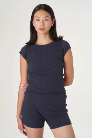 Second Skin by Find Me Now - Ribbed Short Sleeve Tee (Navy)