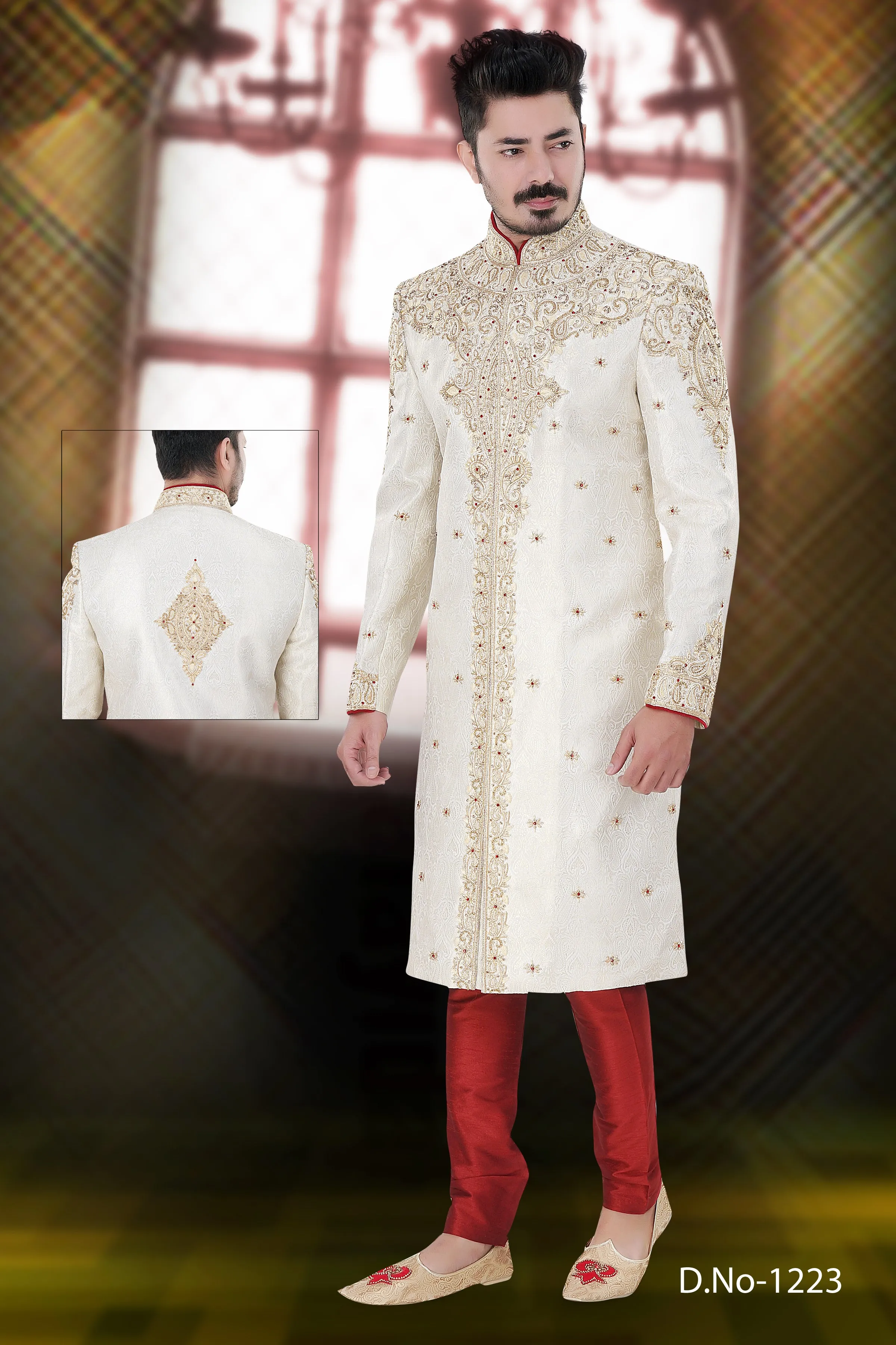 Sherwani (Custom Tailored) - (D.No.-1223)