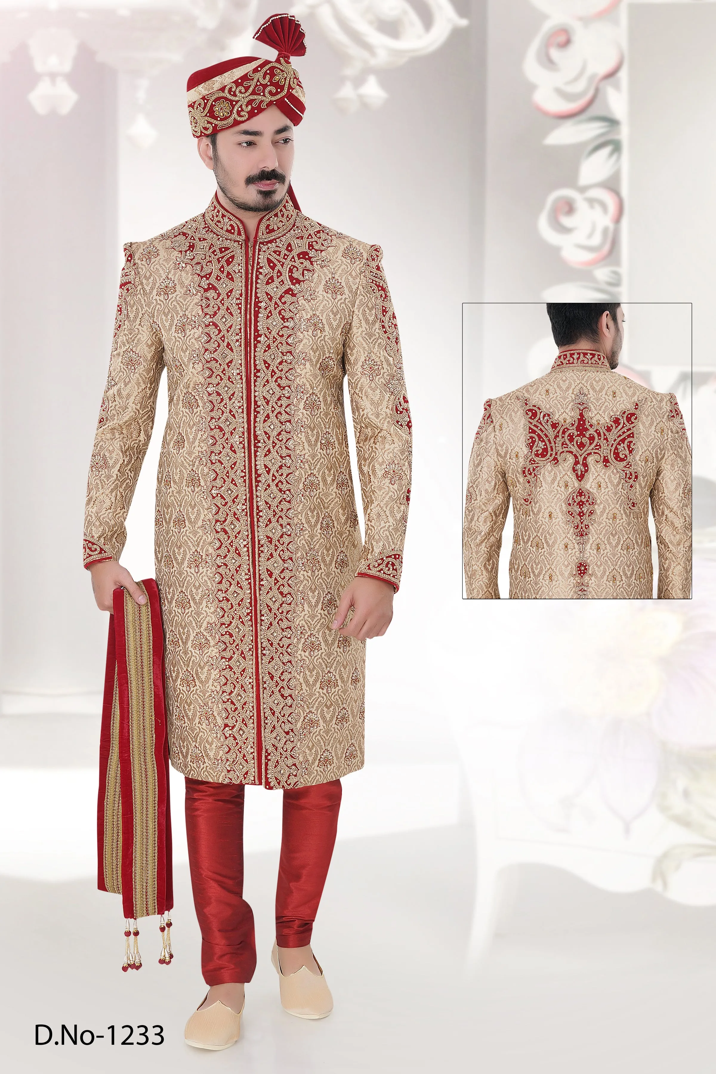 Sherwani (Custom Tailored) - (D.No.-1233)