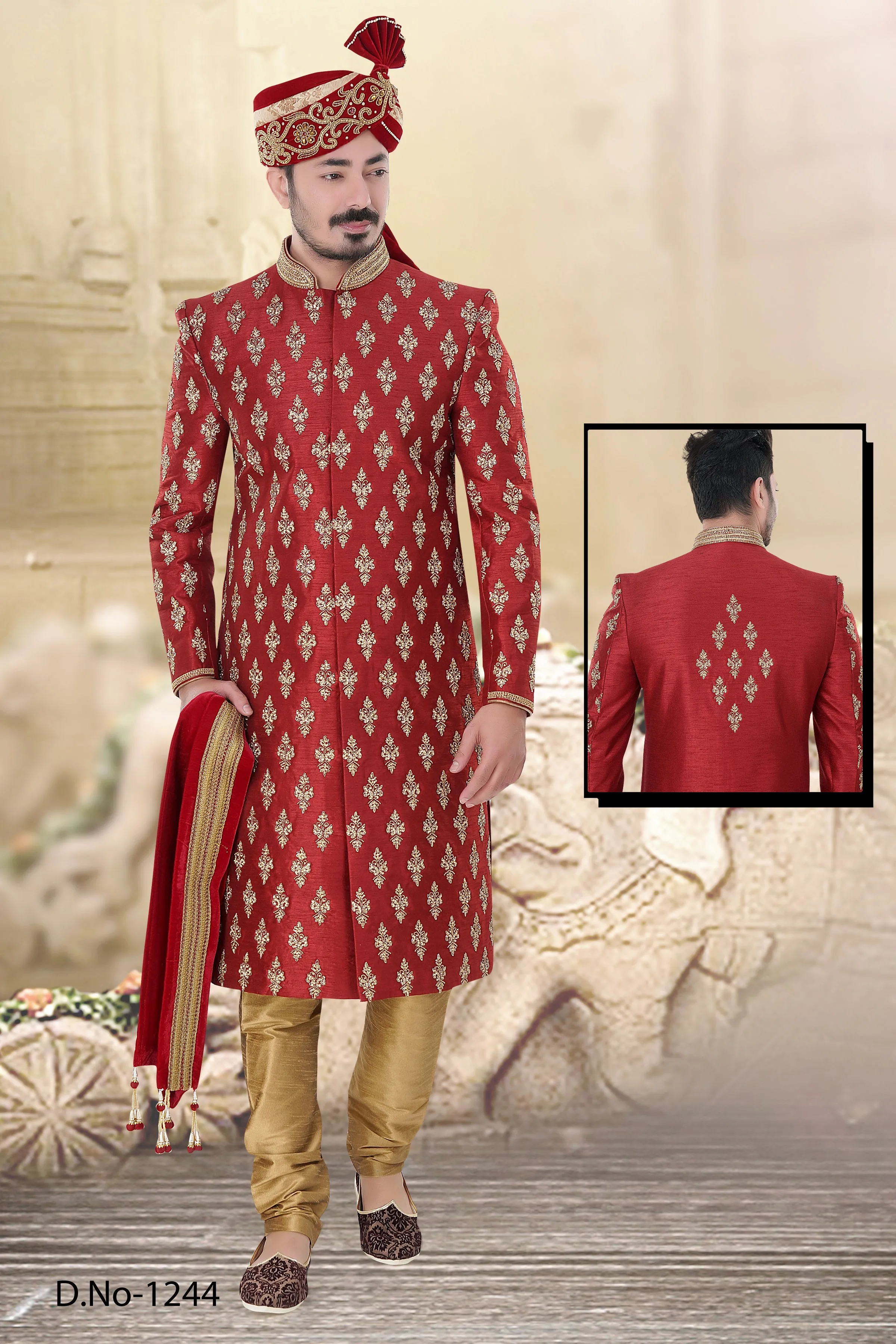 Sherwani (Custom Tailored) - (D.No.-1244)