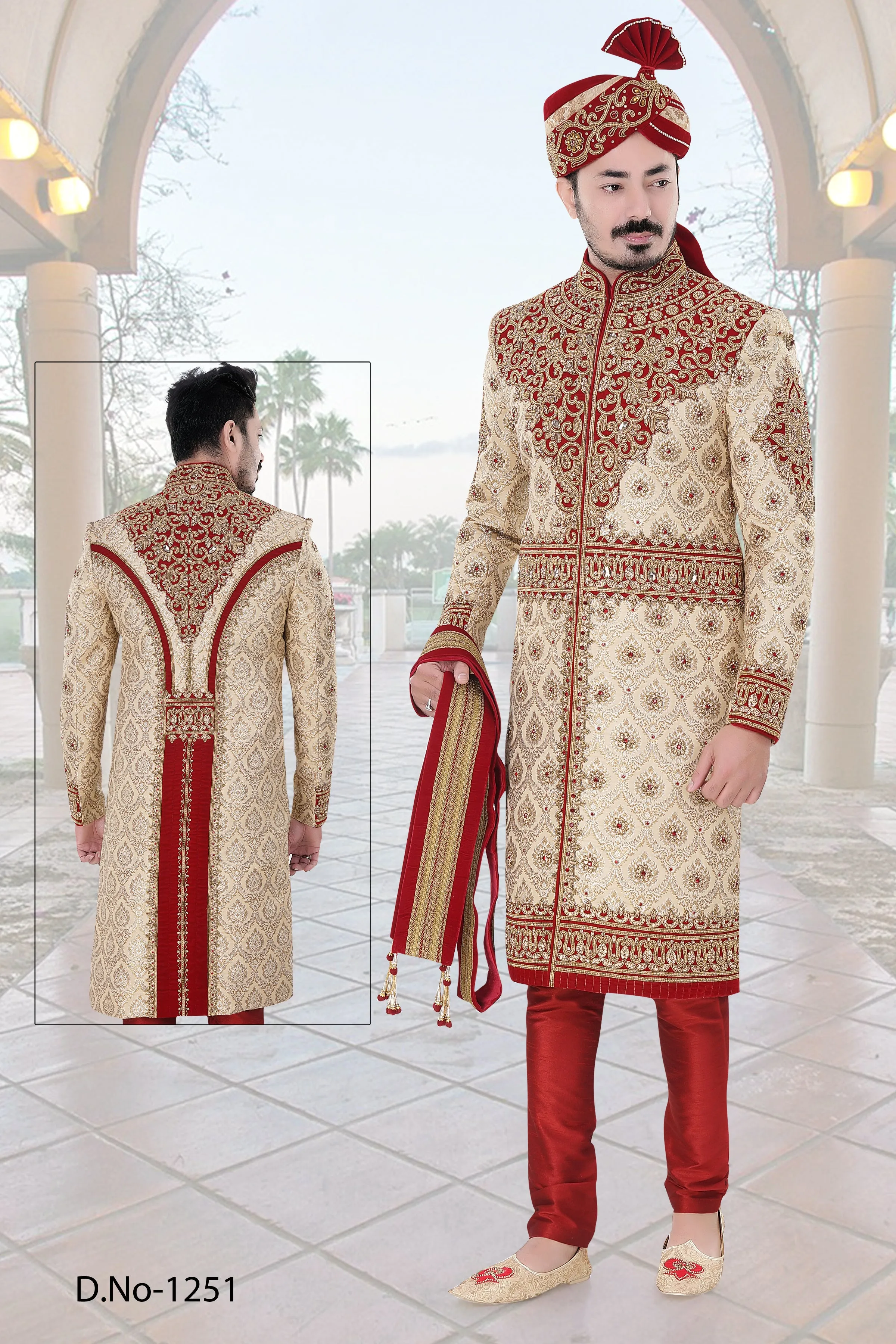 Sherwani (Custom Tailored) - (D.No.-1251)