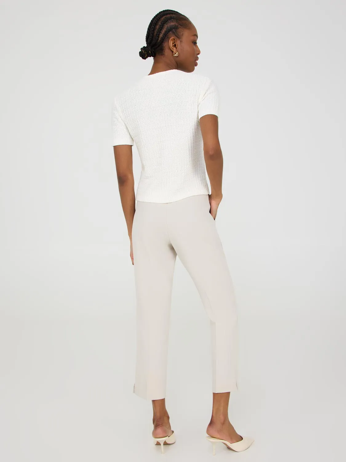 Short Sleeve Button-Front Sweater